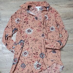 A Classy Chic Boutique Peach Floral Button-Up Blouse